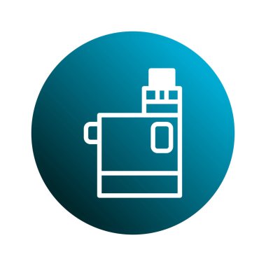 Mavi bir gradyan çembere karşı dizilmiş, buhar teknolojisini ve modern yaşam tarzını temsil eden, elektronik sigara ikonunun temiz ve minimalist bir çizimi..