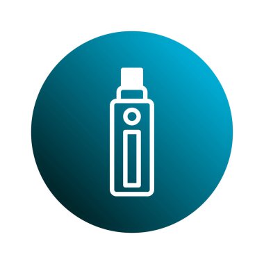 İnternet tasarımı veya uygulama geliştirme için mükemmel, modern bir hissi iletmek için mavi yuvarlak bir arkaplan ile donatılmış bir kalem için temiz ve basit bir simge.