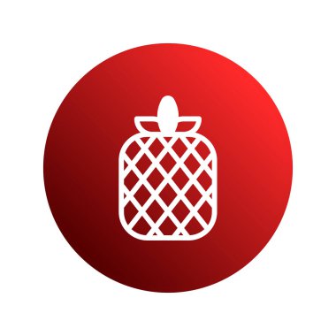 Kırmızı bir gradyan çemberde, markalaşma veya web kullanımı için mükemmel olan temiz ve modern bir ananas ikonu yer almaktadır..
