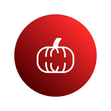 Sonbahar temalı projelerinize şenlikli bir dokunuş eklemek için mükemmel, eğimli kırmızı bir daire üzerinde basit ama zarif bir balkabağı simgesi.