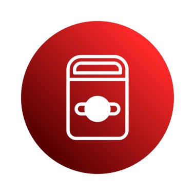 Parlak kırmızı uyarı ikonunun temiz ve modern bir çizimi. Beyaz taslak kutu ve merkezli daire basit, göz alıcı bir tasarım oluşturur..