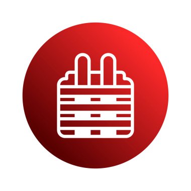 Canlı kırmızı bir çembere karşı beyaz, stilize edilmiş çifte mutluluk sembolü içeren bir grafik. Çin düğünlerini ve şenlikli etkinlikleri kutlamak için ideal..