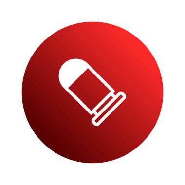 Kırmızı çember arka planında, askeri gücü, tehlikeyi ve kuvveti simgeleyen basit bir beyaz kurşun ikonu sergilenmektedir..