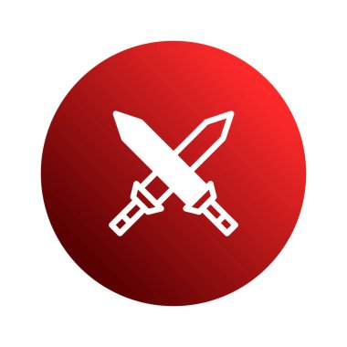 Kırmızı bir çemberin içinde, tarihi çatışmaları temsil eden ya da temiz, modern estetik bir savaş temasını temsil eden beyazlara karşı iki çapraz kılıç..