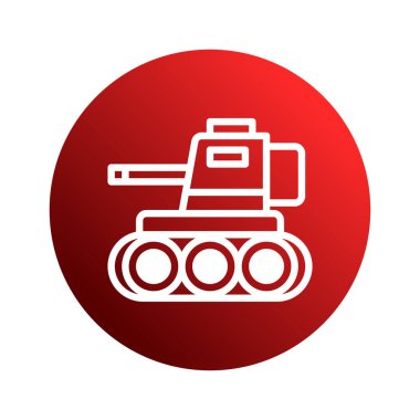 Cesur bir kırmızı tank ikonu, stratejik savunmayı simgeleyen askeri gücü simgeler. Modern dijital savaş oyunlarını, savaş araçlarını ve teknolojik gücü temsil ediyor..