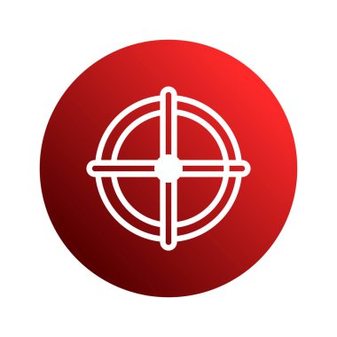 Kırmızı arkaplana karşı soyut bir hedef simgesi, hassas odak noktasını ve başarılar için hedef ve hedefleri sembolize eder