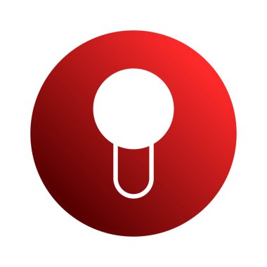 İçinde beyaz bir ampul olan kırmızı dairenin soyut görüntüsü yeniliği ve yaratıcı fikirleri sembolize eder. İş çözümlerini ve yaratıcı kavramları temsil eder..