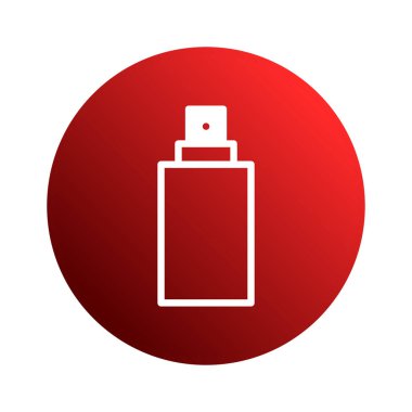 Kırmızı daire içinde ürün sunumu ya da markalaşma projeleri için mükemmel beyaz bir şişe taslağı içeren minimalist bir illüstrasyon. Ürün kimliğini veya tanıtımını temsil eder.