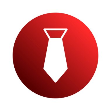 Canlı kırmızı bir daire üzerinde gösterilen şık bir kravat simgesi, kurumsal markalaşma ve moda projelerinde kullanılmak için mükemmel..