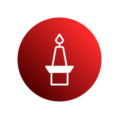 Kırmızı dairesel bir arkaplan üzerinde beyaz bir mum yakılmış, temiz bir vektör çizimi, huzur, maneviyat ve hatıra hissi uyandırıyor..