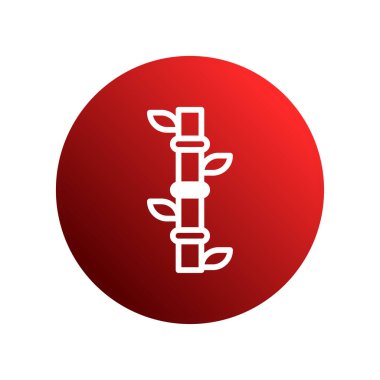 Minimalist beyaz bambu sapı ikonu kırmızı gradyan arka plana karşı doğa sağlığını, doğulu tasarımı ve basit zarafeti çağrıştırıyor. Web sitesi görselleri için ideal..