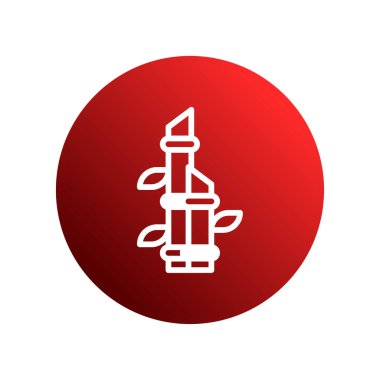 Kırmızı eğimli bir çemberde, büyümeyi ve huzuru simgeleyen minimalist bir bambu çizimi. Asya kültürü, doğası veya sağlığı ile ilgili tasarımlar için idealdir..