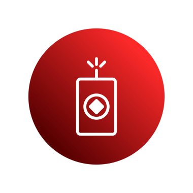 Canlı kırmızı bir daire elmas şeklindeki beyaz bir dikdörtgen sergiliyor, minimalist bir kestane fişeği tasarımına benziyor, şenlikli durumlar için mükemmel..