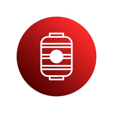 Japon fenerinin beyaz siluetiyle kırmızı bir daire çizen minimalist bir tasarım. Geleneksel Asya kültürünü ve kutlamaları simgeliyor.