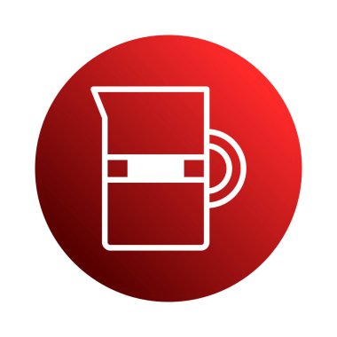 Kırmızı dairesel arka planda beyaz çizgili minimalist bir sürahi çizimi. Bu basit ama stil sahibi görüntü herhangi bir projeye modern tasarım katmak için mükemmeldir..