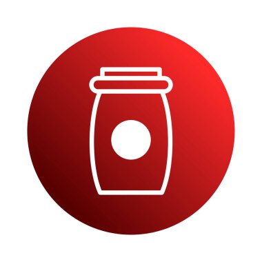 Kırmızı arka planda duran bir kavanozun minimalist çizimi. Ev yapımı ürünler, markalar veya ürün promosyonları için mükemmel. Bu basit ama zarif tasarım, temiz ve modern bir görünüm sunuyor..