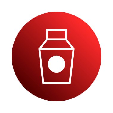 Minimalist bir içecek şişesi simgesi canlı kırmızı bir gradyan üzerine kurulmuş. Bu içecek ya da ürün endüstrisini temsil eder..