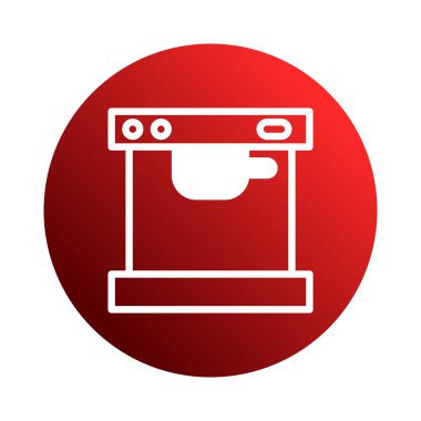 Görüntü kırmızı daire içinde bir çamaşır makinesi simgesi gösteriyor. Makinenin beyaz ana hatları çeşitli tasarım amaçları için temiz ve modern bir görünüm verir.