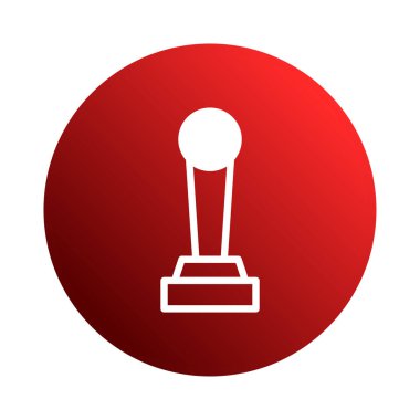 Zafer ve başarıyı simgeleyen zarif ve minimalist bir kupa simgesi, eğimli bir kırmızı daire arka planına karşı sergileniyor. Başarıları ve ödülleri resmetmek için mükemmel.