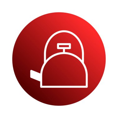 Mutfak gereçlerini, sıcak içecekleri ve basit tasarım tasarımlarını temsil eden yuvarlak kırmızı arkaplanı temsil eden bir çaydanlığın minimalist, temiz beyaz çizgisi..