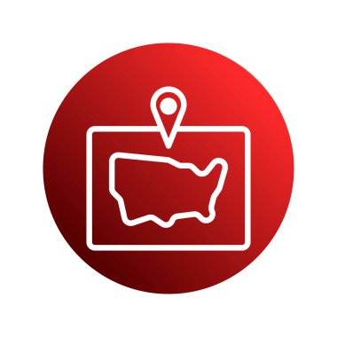 Web sitesi, uygulama ve kullanıcı arayüzü tasarımı için uygun konum pin simgesiyle Birleşik Devletler haritasının çizimi.