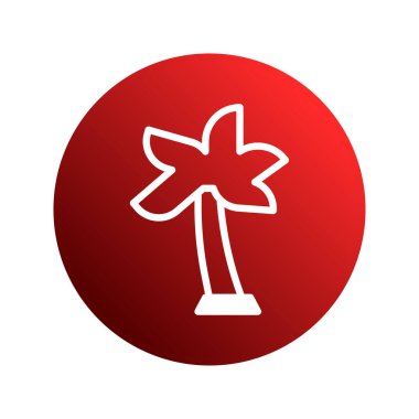 Kırmızı daire gradyan arkaplan içinde palmiye ağacı simgesi. Yaz tatili, tatiller ve tropikal tasarım temaları için ideal.