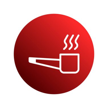 Bir sigara piposunun minimalist bir simgesi, eğimli kırmızı bir çemberin beyaz çizgisi şeklinde çizilmiş. Bu görüntü klasik rahatlama ve geleneksel yaşam tarzını çağrıştırıyor..