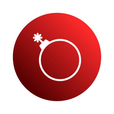 Bu resim kırmızı dairesel arkaplana karşı basit bir bomba illüstrasyonunu içeriyor. Tasarım temiz ve modern, tehlike ve tetikte olma hissi veriyor..