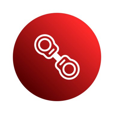 Kırmızı bir arkaplan karşısında biçimlendirilmiş bir bağlantı simgesine sahip minimalist bir resim, ilişkileri, birliği ve modern tasarım kavramlarını temsil eder.