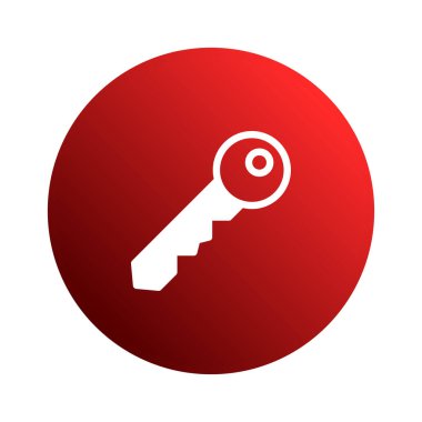 Görüntü, içinde beyaz bir anahtar olan kırmızı bir çember gösteriyor. Basit ve modern bir grafik tasarımında güvenliği, erişimi ve korumayı simgeliyor..