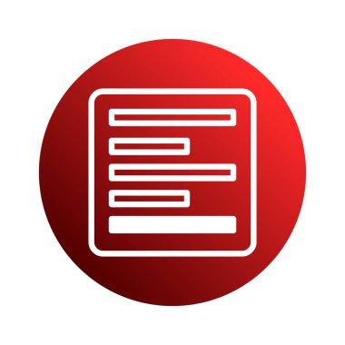 Yuvarlak kare bir forma sahip soyut kullanıcı arayüzü tasarımı, sunumlar, uygulamalar ve web tasarımı için uygun, katı kırmızı çember arkaplan üzerinde yatay çizgiler içerir..