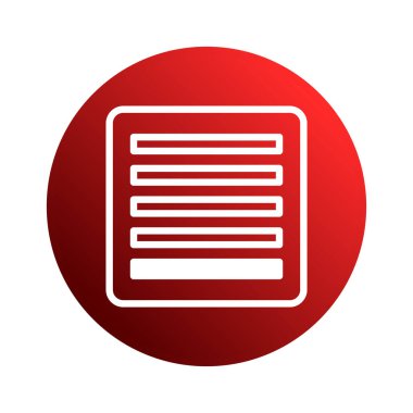 Beyaz hatlı bir minimalist menü simgesi, canlı kırmızı bir dairesel arkaplan ile ayarlanmış, web veya uygulama arayüzü tasarımı için ideal.