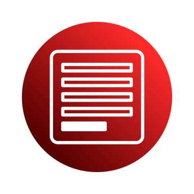 Temiz çizgileri olan, veri, bilgi ve uygulamaları temsil etmek için mükemmel bir minimalist kırmızı belge simgesi. Bu basit tasarım web sitesi ve arayüz tasarımı için idealdir.