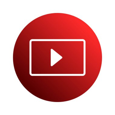 Beyaz bir çalma düğmesi sembolü içeren parlak kırmızı yuvarlak bir simge. Basit ve modern tasarım, dijital ortamda, uygulamalarda ve web arayüzlerinde kullanmak için ideal.