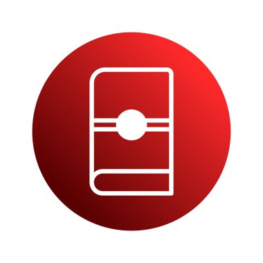 Bilgi, öğrenme ve eğitimi temsil eden kırmızı bir çemberin içindeki bir kitap ikonunun basit ve modern bir grafik çizimi.