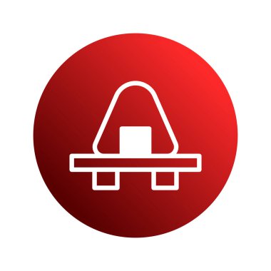 Bu minimalist illüstrasyonda, hem Asyalı mutfak gelenekleri hem de çağdaş bir estetik tasarımı somutlaştıran canlı kırmızı bir gradyan çemberine karşı duran bir onigiri tabakta dinleniyor..