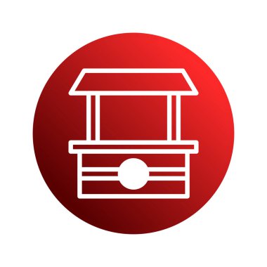 Kırmızı bir çemberin içindeki bir kuyunun biçimlendirilmiş beyaz çizgisi klasik tarım ve su kaynağını çağrıştırıyor..