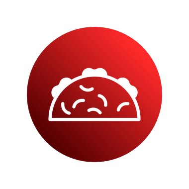 Canlı kırmızı bir dairede sunulan taco 'nun basit ama iştah açıcı bir örneği. Menüler, web siteleri veya tanıtım materyali için mükemmel.