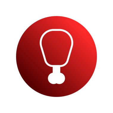 Minimalist tavuk budu simgesi canlı kırmızı bir gradyan çemberde sergilenerek modern ve iştah açıcı bir grafik sunumu sunar..