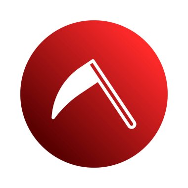 Kırmızı bir çemberde ölüm meleği tırpanı tasviri tehlikeyi ya da cadılar bayramını ürkütücü ya da dehşet verici bir duyguyla göstermek için birebirdir..