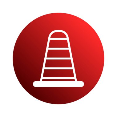 Trafik konisi simgesi kırmızı bir dairede gösterilir, yol çalışması veya inşaat alanlarının güvenliğini ve uyarısını simgeler.