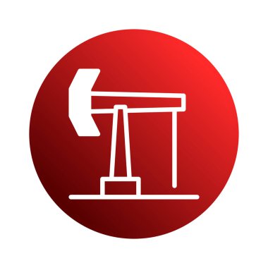 Petrol pompasının minimalist beyaz silueti, petrol endüstrisini temsil eden kırmızı eğimli bir daireye karşı kurulur. Endüstriyel temada kullanılabilir..