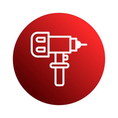 Tamir hizmetlerini, endüstriyel işleri veya inşaat projelerini temsil etmek için mükemmel bir sondaj ikonu. Matkap, sağlam bir kırmızı arkaplana göre ayarlandı