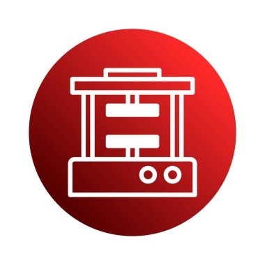 Bir basın makinesinin temiz, vektör çizimi, mühendislik, endüstri veya teknolojiyle ilgili projeler için idealdir. Belirli çizgileri ve canlı renk şeması olan minimalist bir tasarım..