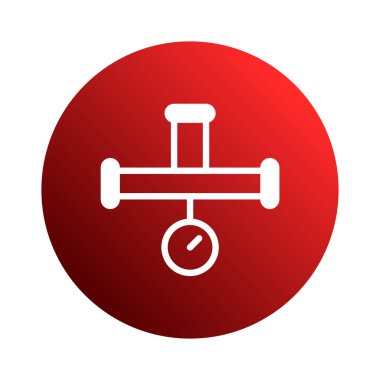 Bu vektör görüntüsü, endüstriyel ölçüm ve kontrolü sembolize eden canlı kırmızı bir daire üzerinde beyaz bir boru hattı ölçümüne sahip. Bu, çeşitli teknik uygulamalar için uygun temiz ve grafik bir temsildir..