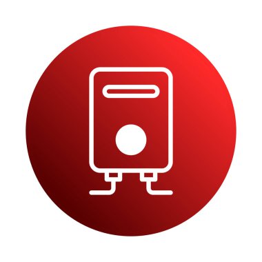 Sıcak su sistemlerini sembolize eden detaylı tasarımı olan bir kırmızı su ısıtıcısı ikonu. Ev aletleri ve enerji tasarruflu teknolojiyi temsil ediyor. Ev ısıtma ve su tesisatı hizmetleri için mükemmel..