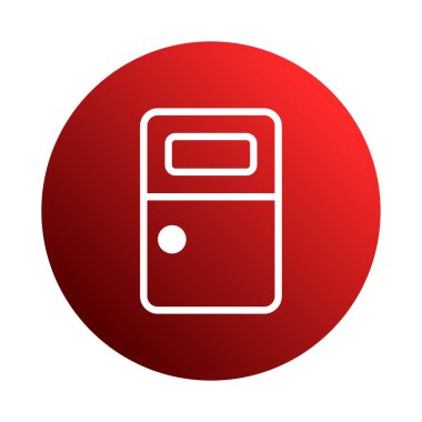 Web sitelerinde, uygulamalarda ve tasarımlarda kullanım için ideal olan, kırmızı daire merkezli beyaz kapı simgesini içeren temiz bir vektör grafiği,.