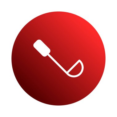 Minimalist bir illüstrasyonda, simgeler ve logolar için uygun, temiz ve modern grafik öğesi olarak tasarlanmış canlı kırmızı bir daireye karşı beyaz bir kepçe yer alır..