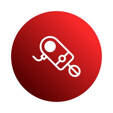 Minimalist bir illüstrasyonda, dikkat çekici kırmızı bir daireye karşı merkezi konumlanmış beyaz, stilize edilmiş bir karıştırıcı simgesi sergileniyor. Temiz çizgiler ve basit tasarım modern bir estetik.