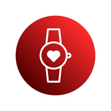 Kalp sembollü dijital bir saatin basit ve temiz bir vektör çizimi, sağlık izleme ve zindelik takibini temsil ediyor.